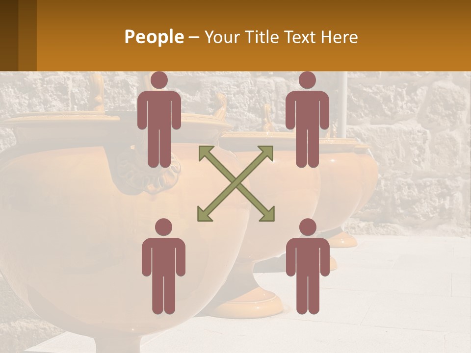 A Group Of Yellow Vases Sitting On Top Of A Sidewalk PowerPoint Template