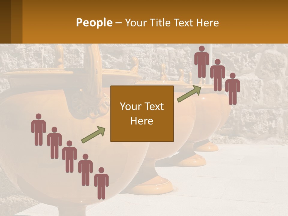 A Group Of Yellow Vases Sitting On Top Of A Sidewalk PowerPoint Template