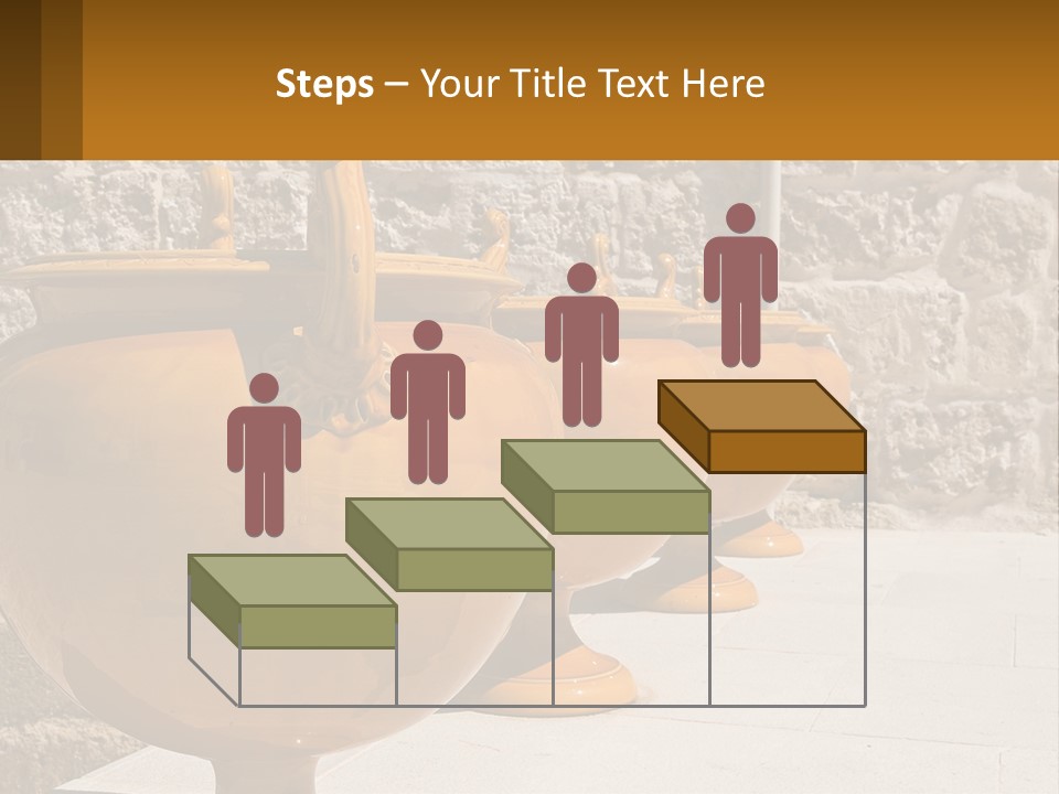 A Group Of Yellow Vases Sitting On Top Of A Sidewalk PowerPoint Template