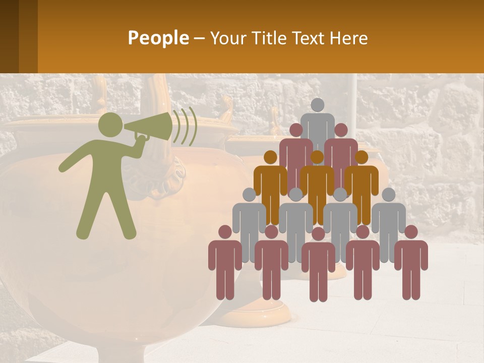 A Group Of Yellow Vases Sitting On Top Of A Sidewalk PowerPoint Template