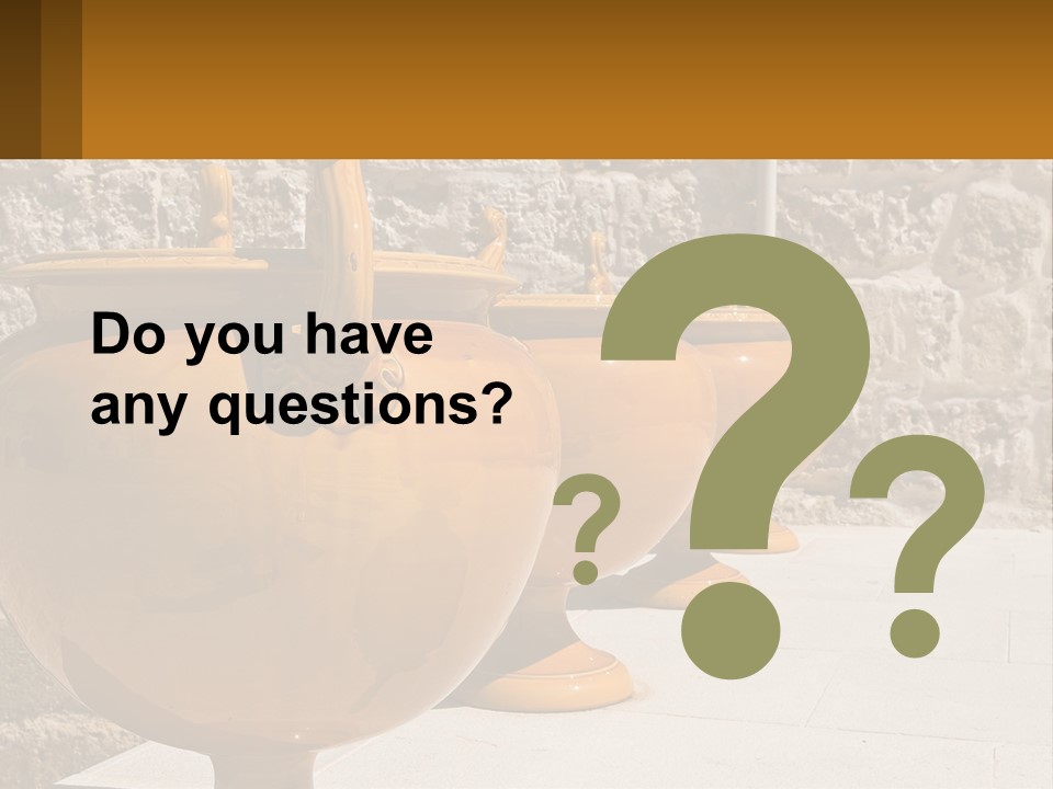 A Group Of Yellow Vases Sitting On Top Of A Sidewalk PowerPoint Template