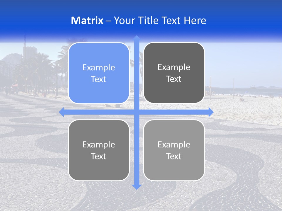 A Sandy Beach With Palm Trees And A Blue Sign PowerPoint Template