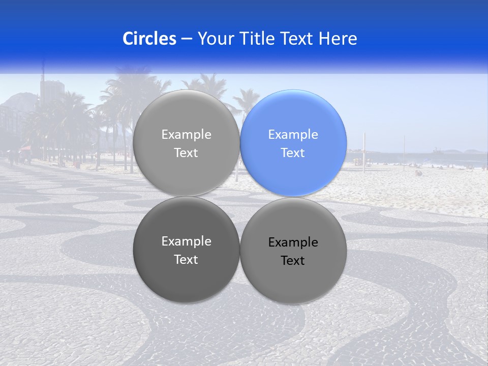 A Sandy Beach With Palm Trees And A Blue Sign PowerPoint Template