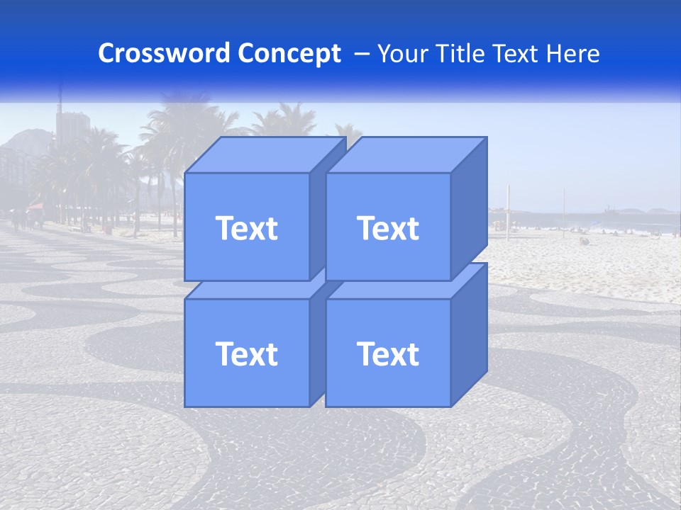 A Sandy Beach With Palm Trees And A Blue Sign PowerPoint Template
