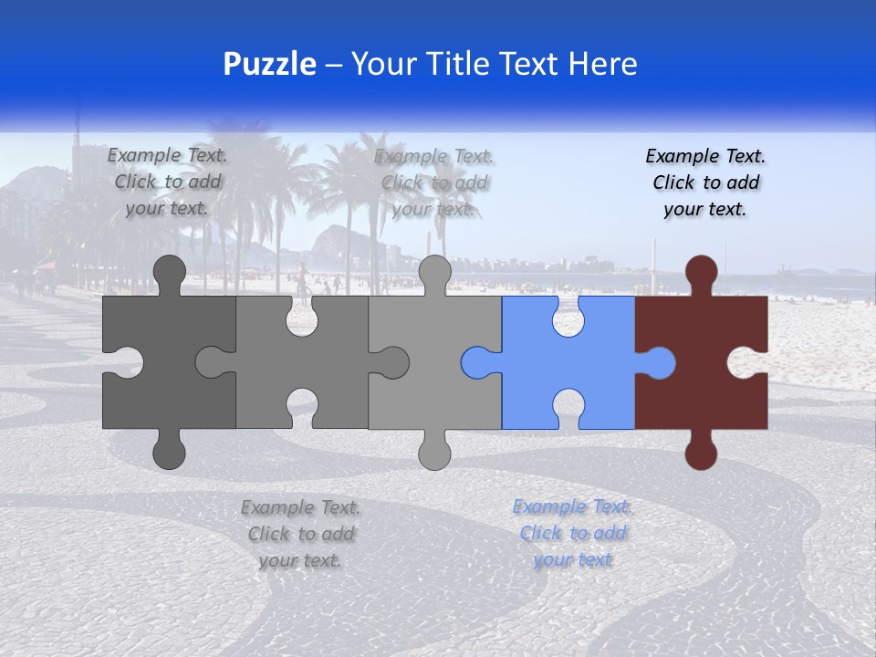 A Sandy Beach With Palm Trees And A Blue Sign PowerPoint Template