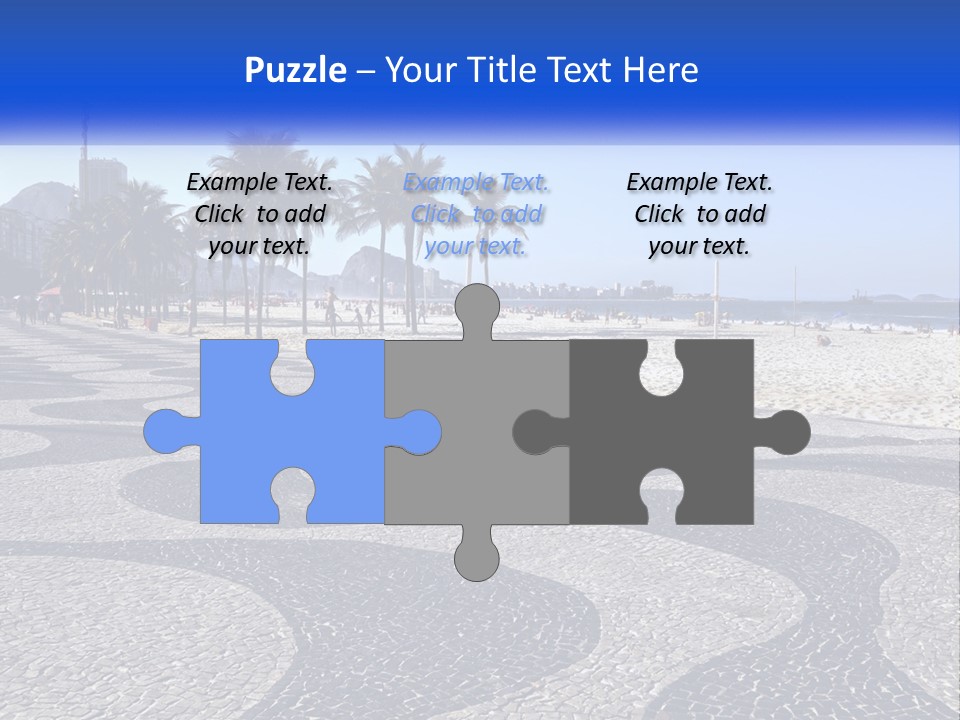 A Sandy Beach With Palm Trees And A Blue Sign PowerPoint Template