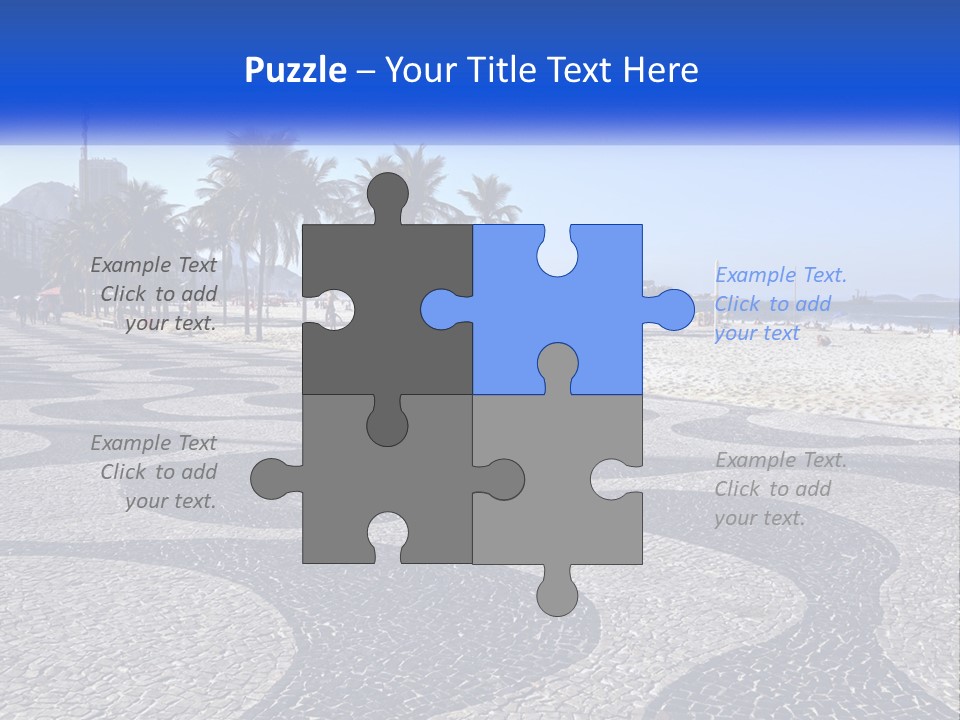 A Sandy Beach With Palm Trees And A Blue Sign PowerPoint Template