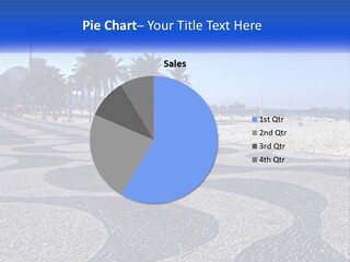 A Sandy Beach With Palm Trees And A Blue Sign PowerPoint Template