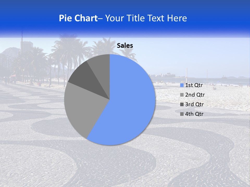 A Sandy Beach With Palm Trees And A Blue Sign PowerPoint Template