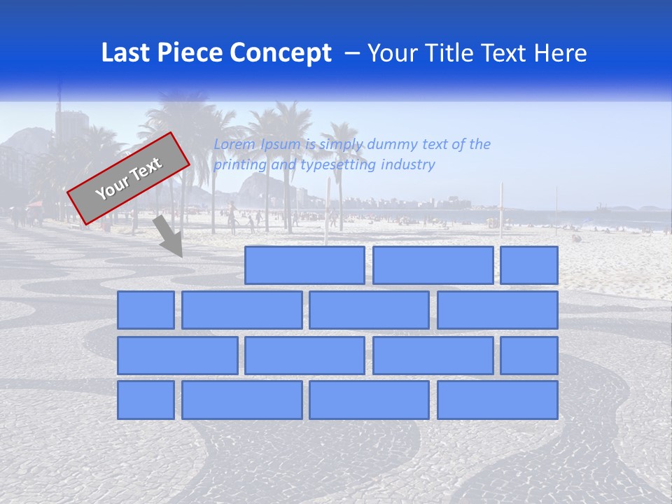 A Sandy Beach With Palm Trees And A Blue Sign PowerPoint Template