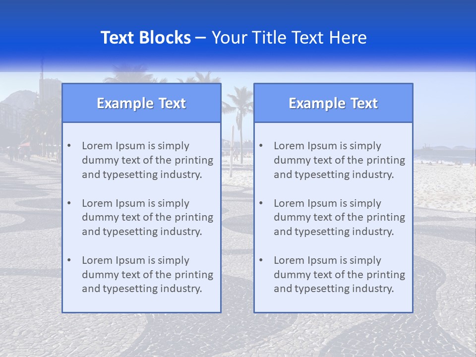 A Sandy Beach With Palm Trees And A Blue Sign PowerPoint Template