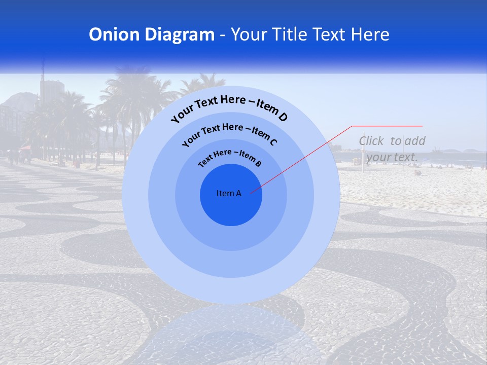 A Sandy Beach With Palm Trees And A Blue Sign PowerPoint Template