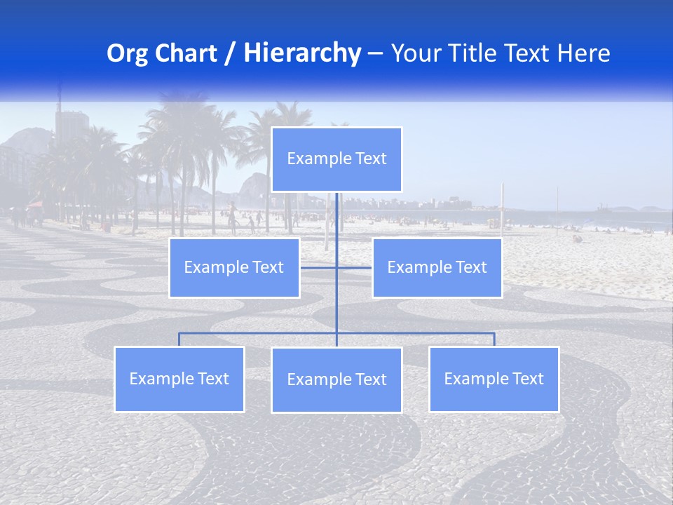 A Sandy Beach With Palm Trees And A Blue Sign PowerPoint Template