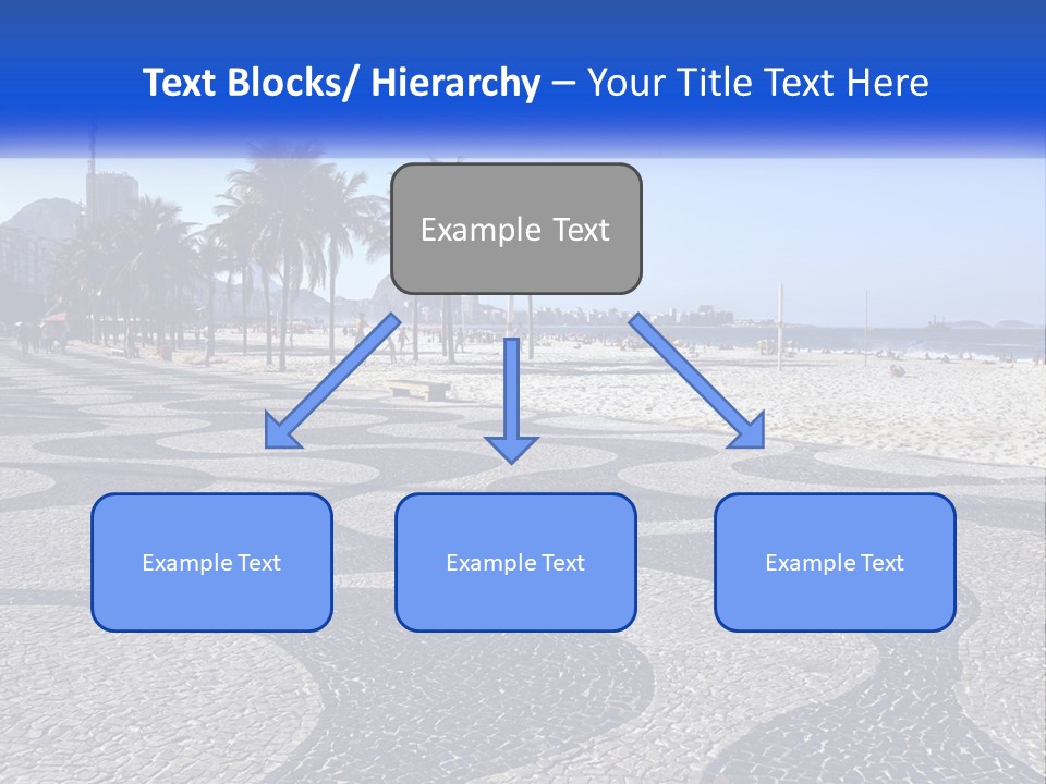 A Sandy Beach With Palm Trees And A Blue Sign PowerPoint Template