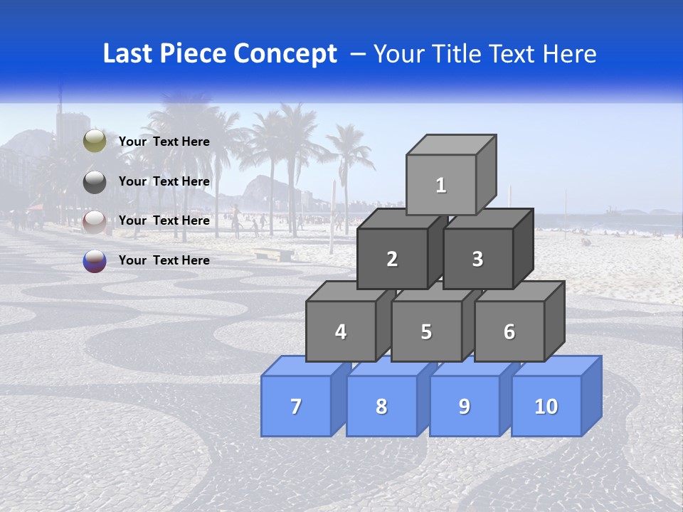 A Sandy Beach With Palm Trees And A Blue Sign PowerPoint Template