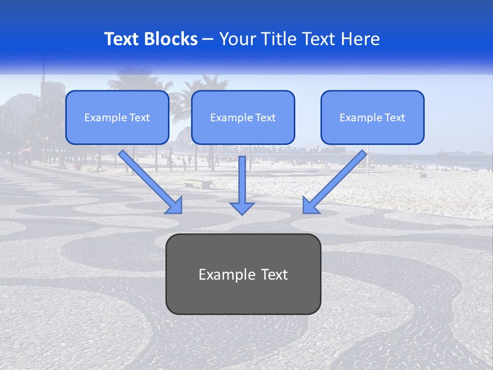 A Sandy Beach With Palm Trees And A Blue Sign PowerPoint Template