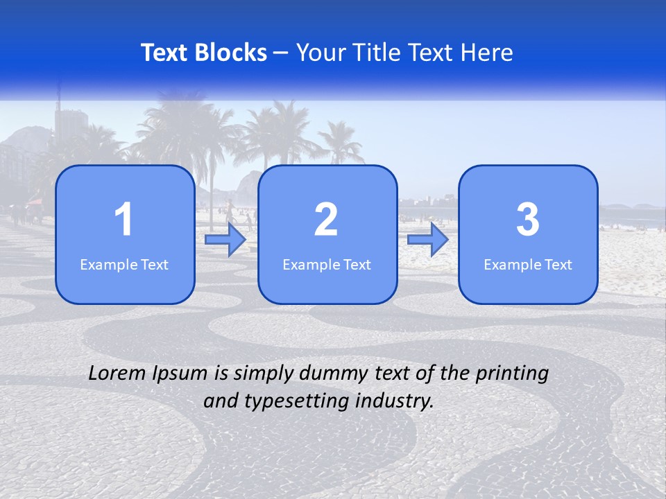 A Sandy Beach With Palm Trees And A Blue Sign PowerPoint Template