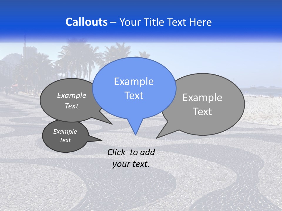 A Sandy Beach With Palm Trees And A Blue Sign PowerPoint Template