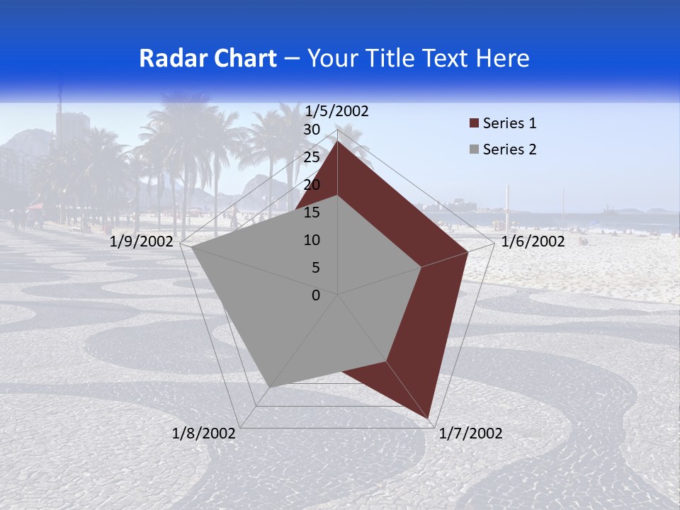A Sandy Beach With Palm Trees And A Blue Sign PowerPoint Template