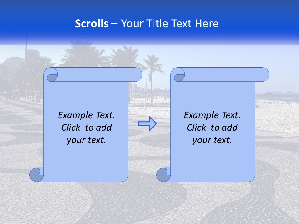 A Sandy Beach With Palm Trees And A Blue Sign PowerPoint Template