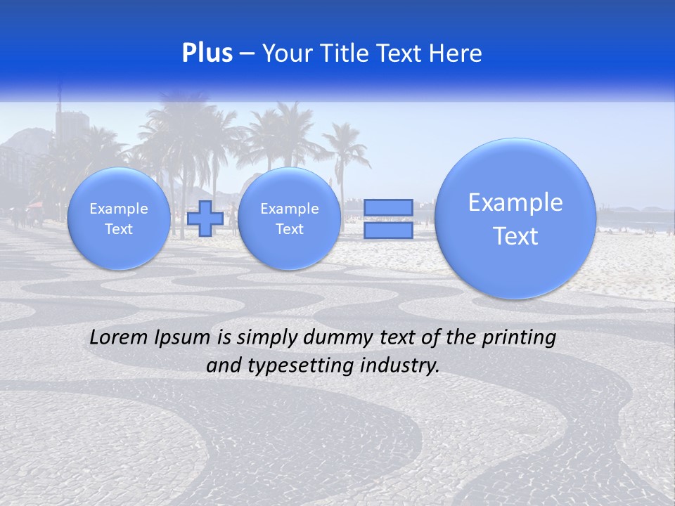 A Sandy Beach With Palm Trees And A Blue Sign PowerPoint Template