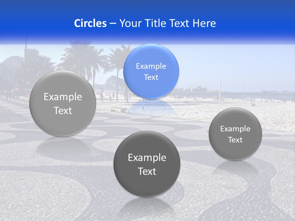 A Sandy Beach With Palm Trees And A Blue Sign PowerPoint Template