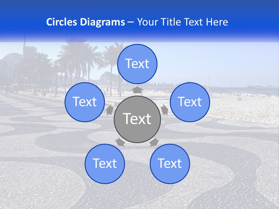 A Sandy Beach With Palm Trees And A Blue Sign PowerPoint Template