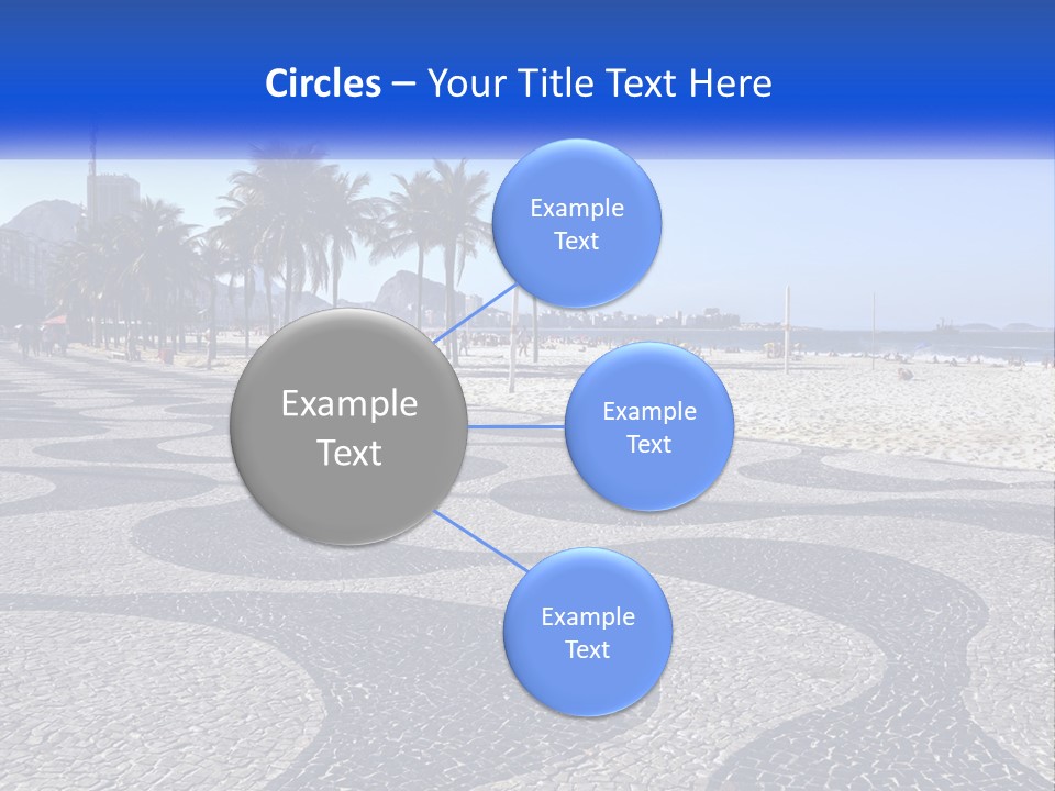 A Sandy Beach With Palm Trees And A Blue Sign PowerPoint Template