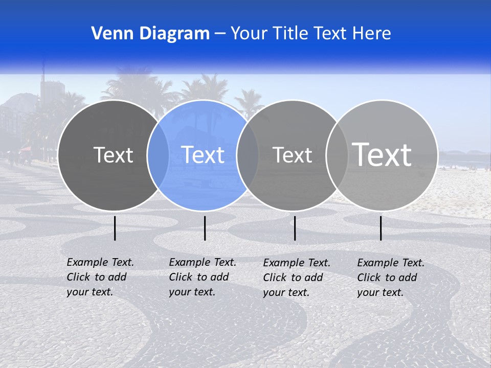 A Sandy Beach With Palm Trees And A Blue Sign PowerPoint Template