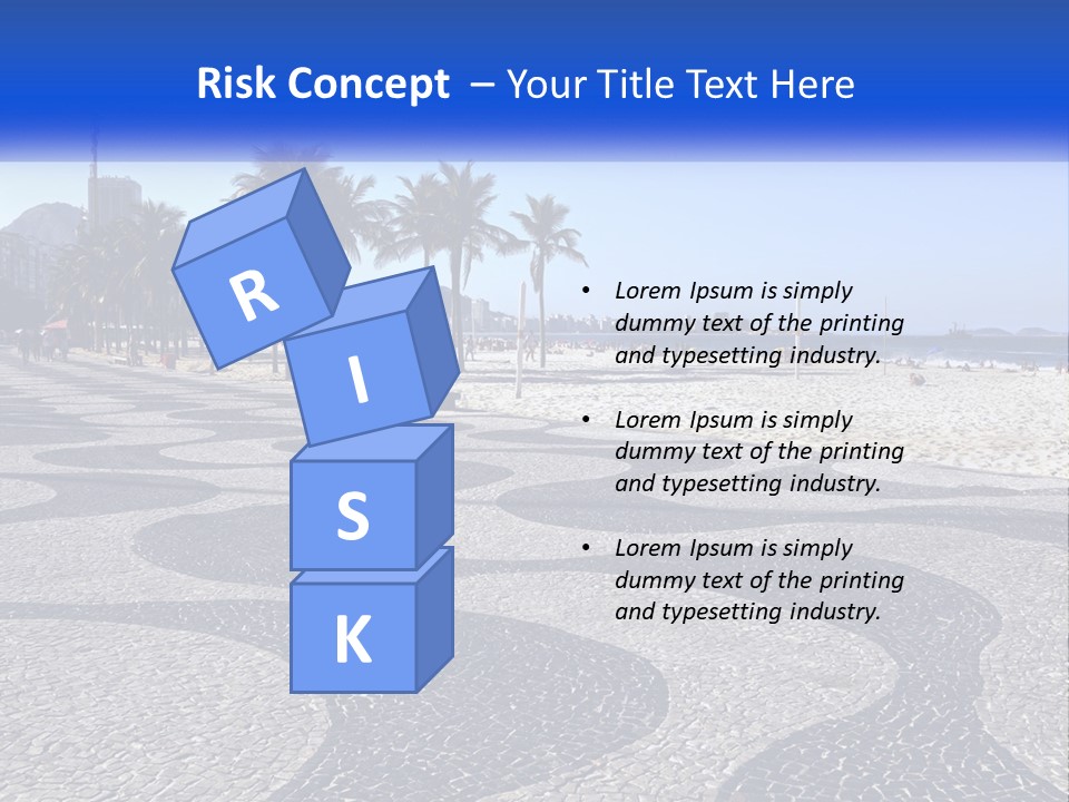 A Sandy Beach With Palm Trees And A Blue Sign PowerPoint Template