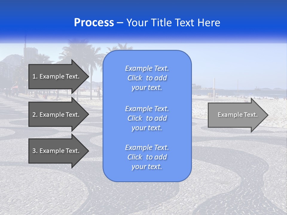 A Sandy Beach With Palm Trees And A Blue Sign PowerPoint Template