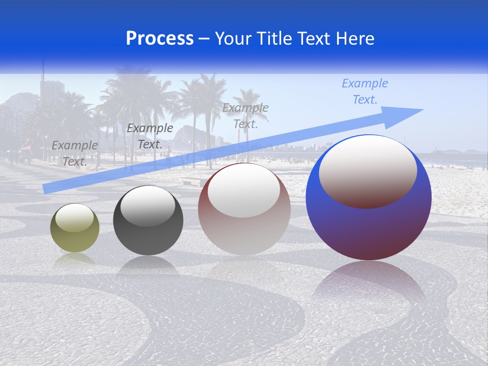 A Sandy Beach With Palm Trees And A Blue Sign PowerPoint Template