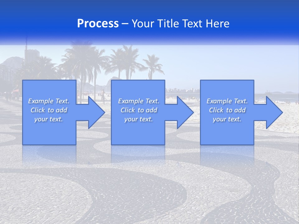 A Sandy Beach With Palm Trees And A Blue Sign PowerPoint Template