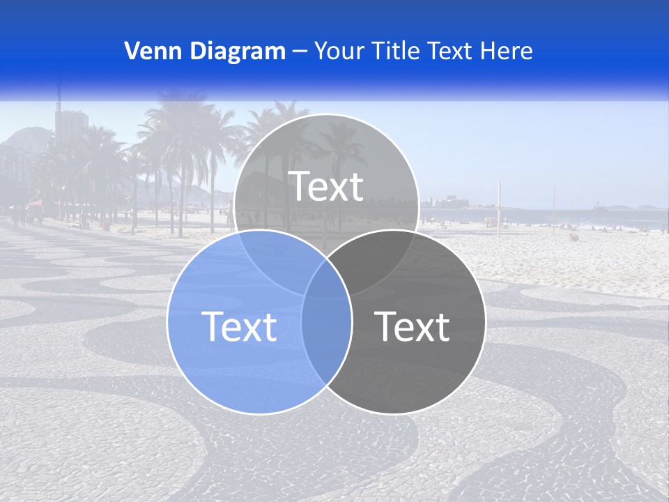 A Sandy Beach With Palm Trees And A Blue Sign PowerPoint Template