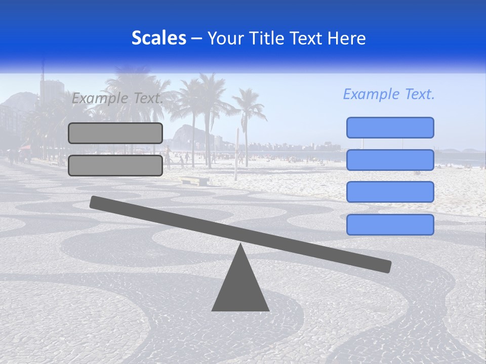 A Sandy Beach With Palm Trees And A Blue Sign PowerPoint Template