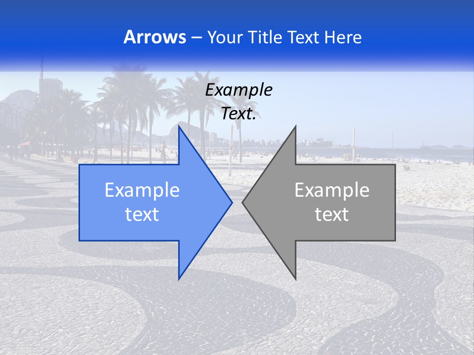 A Sandy Beach With Palm Trees And A Blue Sign PowerPoint Template