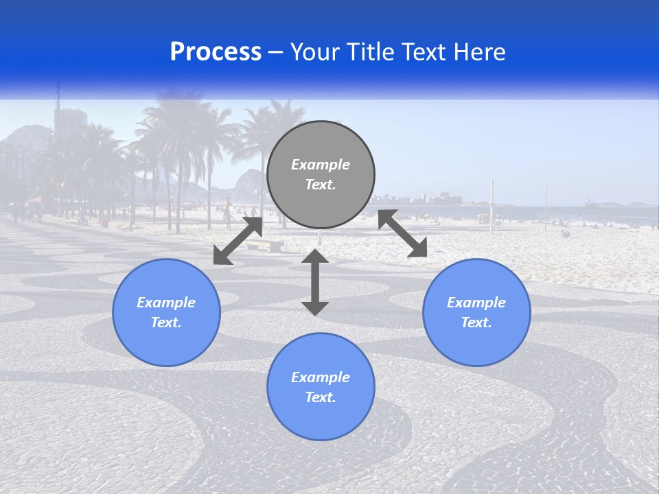 A Sandy Beach With Palm Trees And A Blue Sign PowerPoint Template