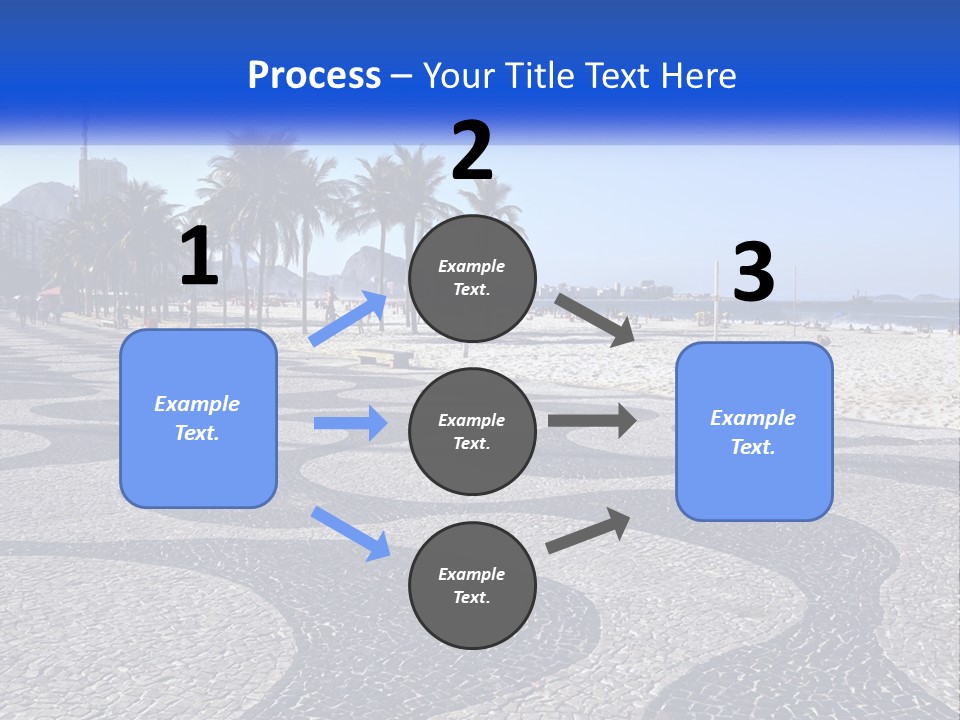 A Sandy Beach With Palm Trees And A Blue Sign PowerPoint Template