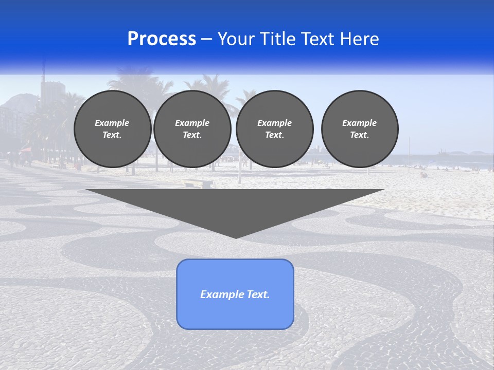 A Sandy Beach With Palm Trees And A Blue Sign PowerPoint Template