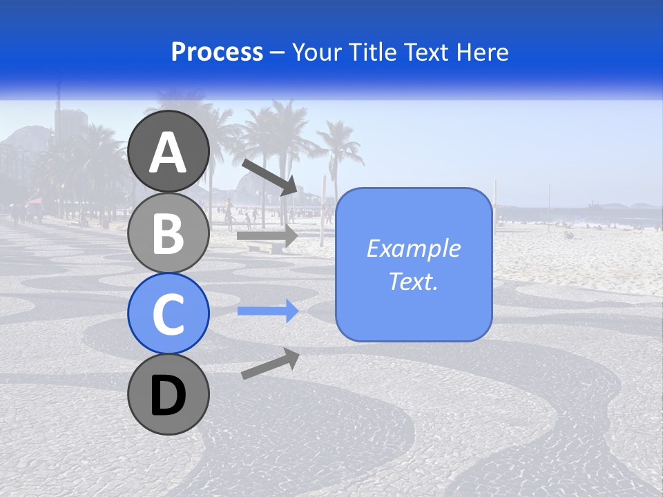A Sandy Beach With Palm Trees And A Blue Sign PowerPoint Template