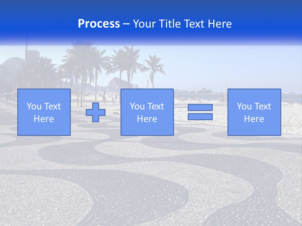 A Sandy Beach With Palm Trees And A Blue Sign PowerPoint Template