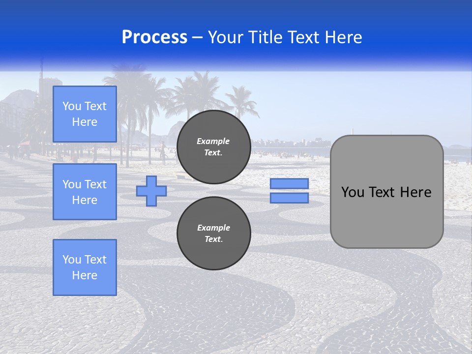 A Sandy Beach With Palm Trees And A Blue Sign PowerPoint Template