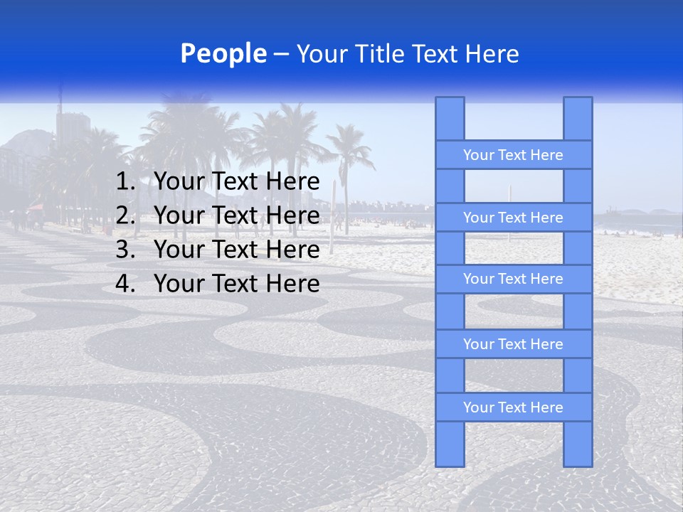 A Sandy Beach With Palm Trees And A Blue Sign PowerPoint Template