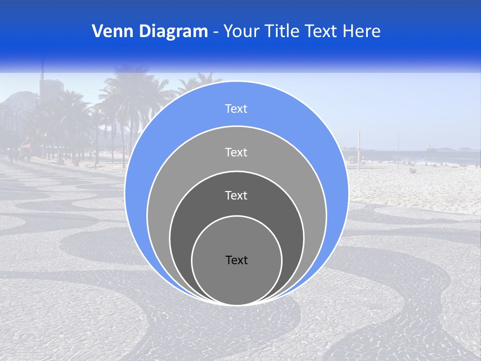 A Sandy Beach With Palm Trees And A Blue Sign PowerPoint Template