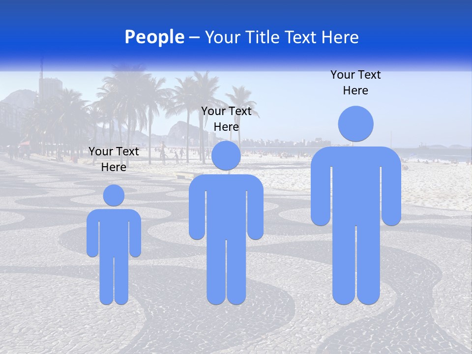 A Sandy Beach With Palm Trees And A Blue Sign PowerPoint Template