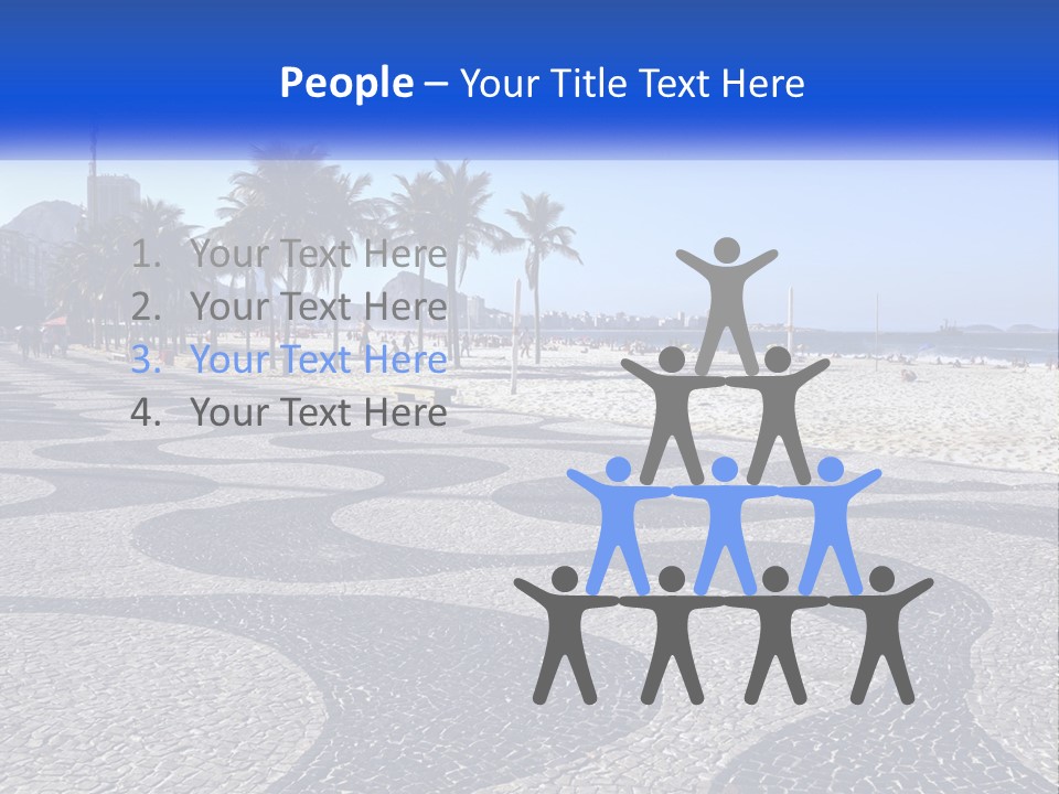 A Sandy Beach With Palm Trees And A Blue Sign PowerPoint Template