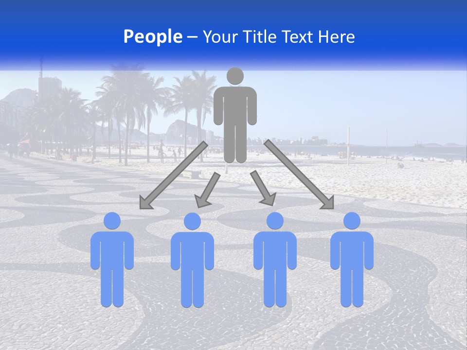 A Sandy Beach With Palm Trees And A Blue Sign PowerPoint Template