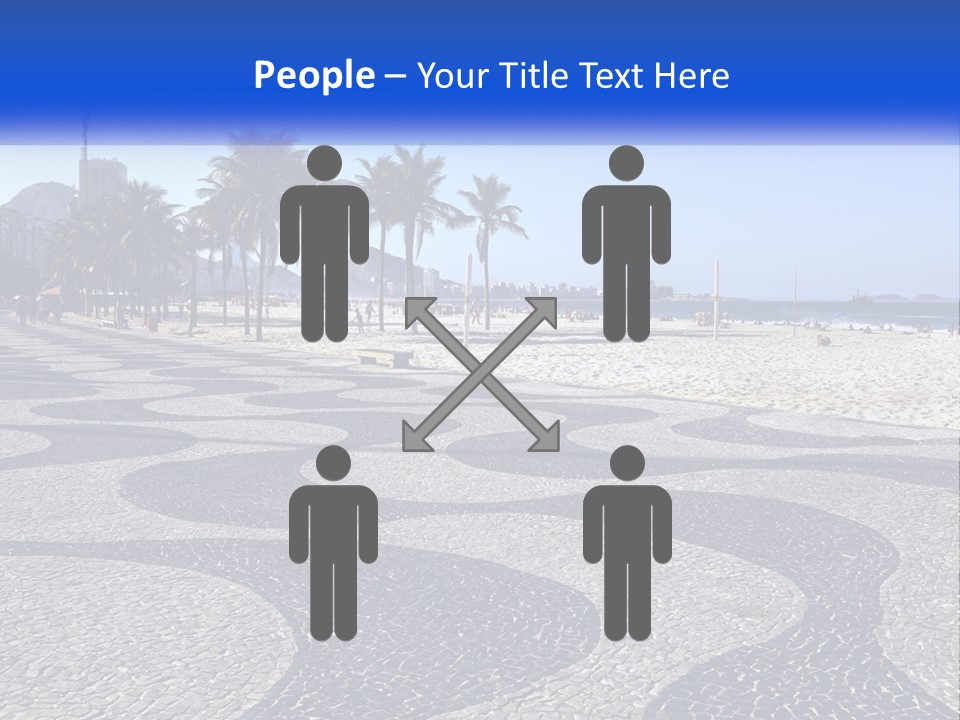 A Sandy Beach With Palm Trees And A Blue Sign PowerPoint Template