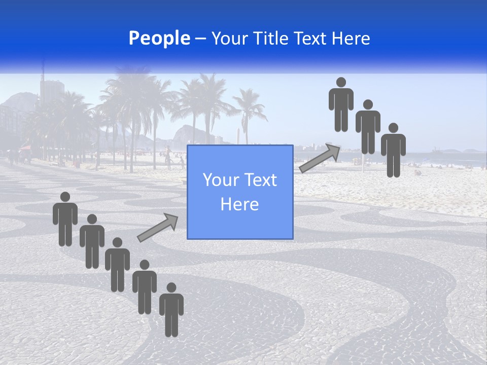 A Sandy Beach With Palm Trees And A Blue Sign PowerPoint Template