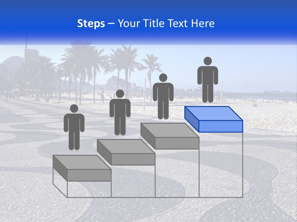 A Sandy Beach With Palm Trees And A Blue Sign PowerPoint Template